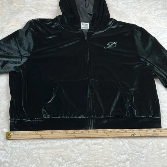 PINK Victoria's Secret Black Velvet Cropped Coat - Picture 8 of 13